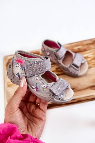 Sandalai su Velcro Unicorn Befado 342P044 Pilka