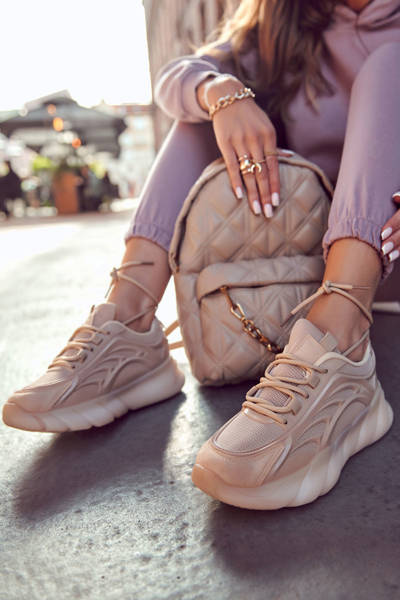 Chaussures de sport à la mode pour femmes, baskets beiges Sollero