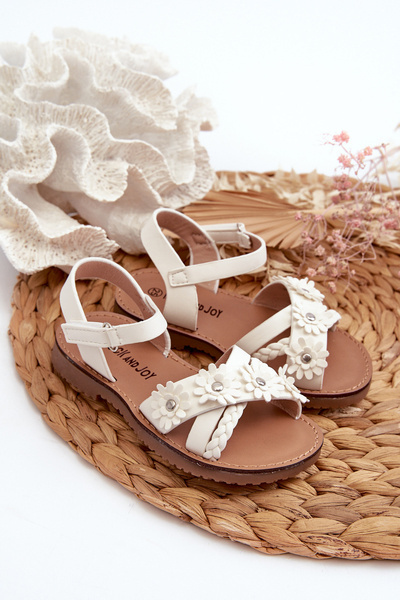 Sandales pour enfants avec fermeture velcro à fleurs blanc Netalee