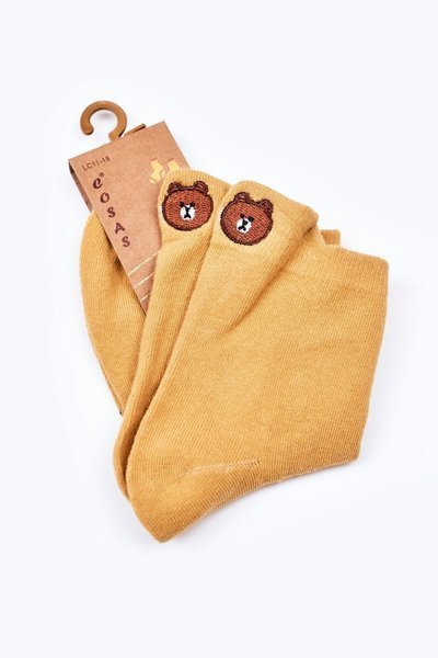 Chaussettes Fille En Coton Avec Ours En Peluche COSAS Jaune