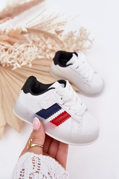 Încălțăminte Sport Sneakers Pentru Copii Cu Talpă Strălucitoare Alb-Negru Arielle