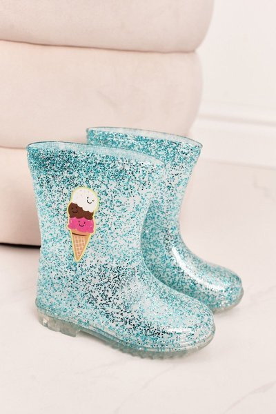 Bottes De Pluie Enfant Glitter Avec Glace Bleu