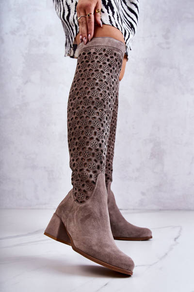 Openwork Suede Cizme înalte
