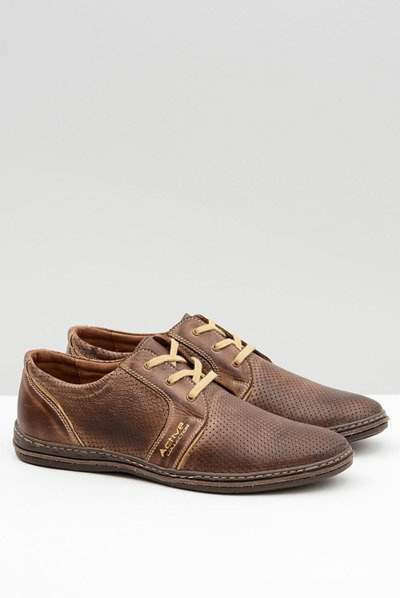 Demi-bottes Markos en cuir à lacets pour hommes, marron ajouré