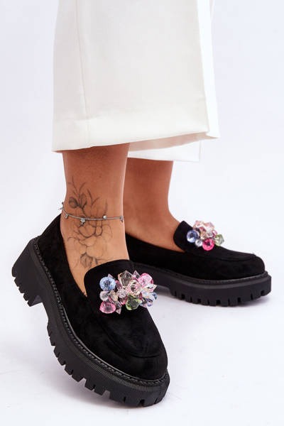 Mocassins Cristal Femme Noir Avril