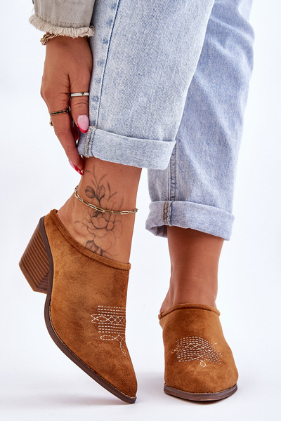 Women's Suede Cowboy Slippers camel Romina