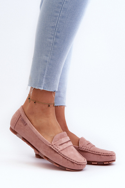 Mocassins en éco-daim pour femmes Big Star NN274928 système de mousse à mémoire de forme rose