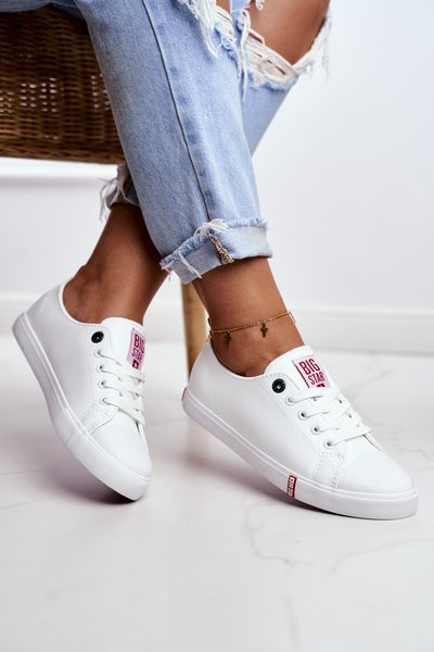 Baskets en Cuir Femme Big Sta GG274005 Blanc-Rouge