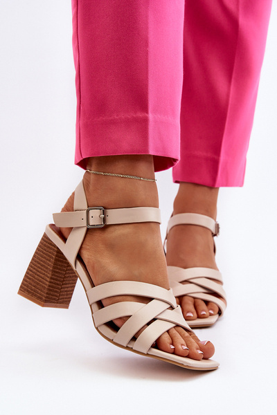 Damen beige Sandalen mit Absatz Opifiana