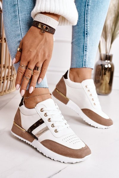 Chaussures de sport pour femmes, baskets blanc-kaki Lifestyle