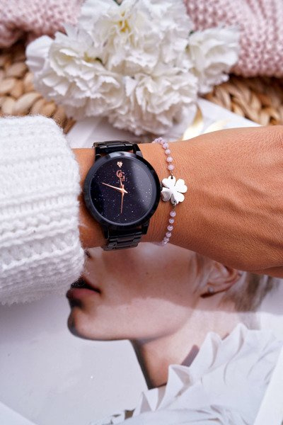 Women's Chaser Armband Silber Rosa Klee Chaser Perlen