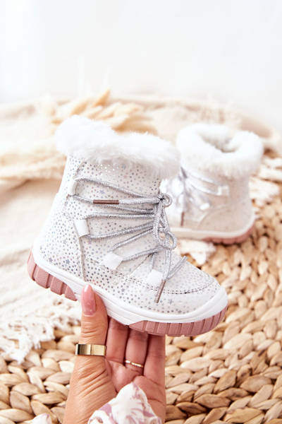 Boots de Neige Doublées Polaire Etoiles Blanches