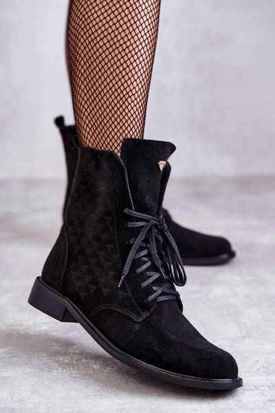 Wildleder-Schnürstiefel Nicole 2751 Schwarze