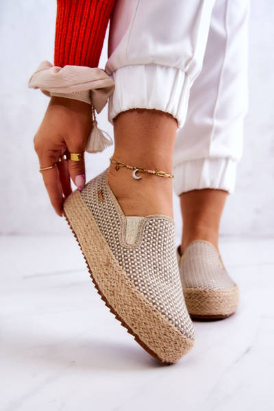 Women's Braided Sneakers Slip On Big Star JJ274394 Beige