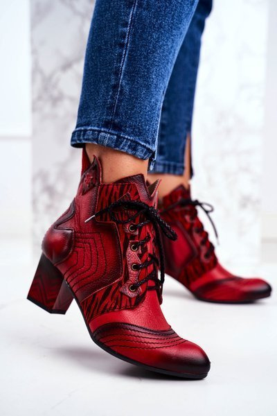 Damen Lederstiefel Maciejka Rot 03194
