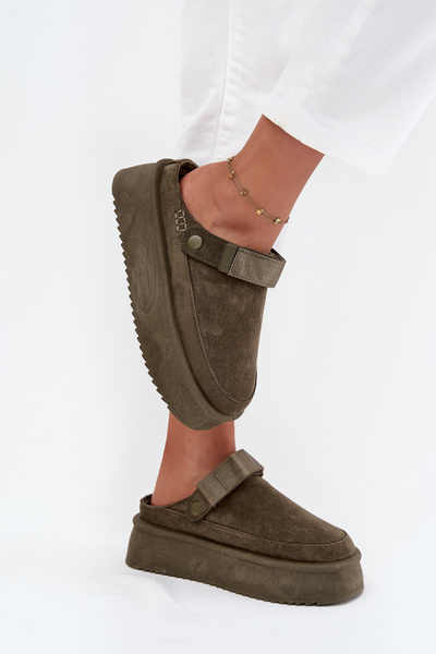 Bottes de neige pour femmes à plateforme avec velcro vert foncé Jorielle