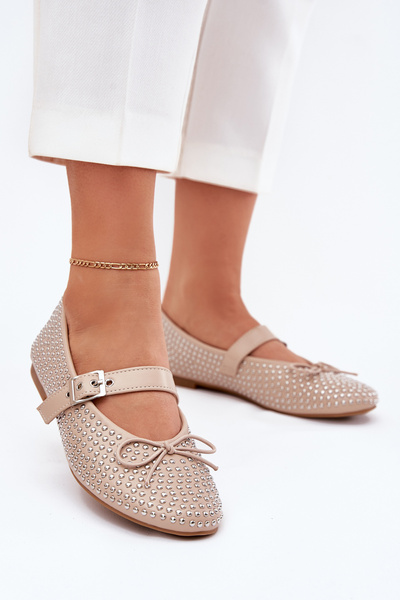 Ballerines décorées avec un nœud et une sangle beige Zdivisa