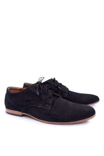 Herren Bednarek Nubuk durchbrochene Schuhe Schwarz Hermes