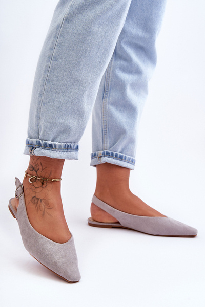 Damen Wildleder Ballerinas Grau Kenra