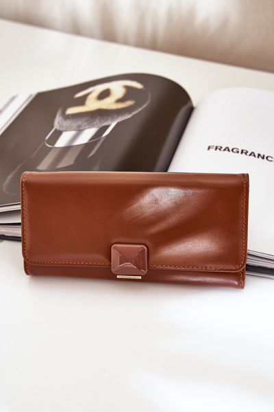Portefeuille Femme Éco Cuir Lisse Marron Erolia