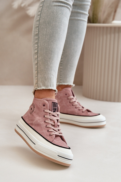 Wärmende Damen Sneakers Auf Plattform Eco Leder Big Star OO274068 Rosa