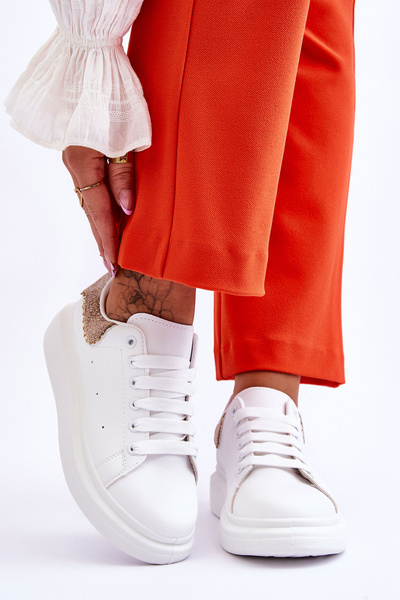 Chaussures De Sport Pour Femmes Avec Motif Décoratif Blanc-Or Delight