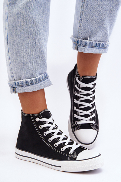 Baskets montantes classiques pour femmes noires et blanches Remos