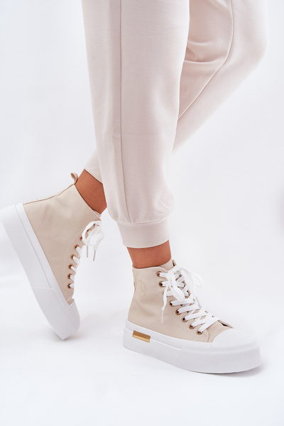 Hohe Damen Sneaker Auf Plattform Beige Laviriona