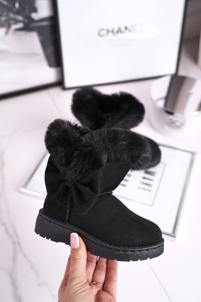 Kinderschneestiefel mit Fellschleife schwarz Vella