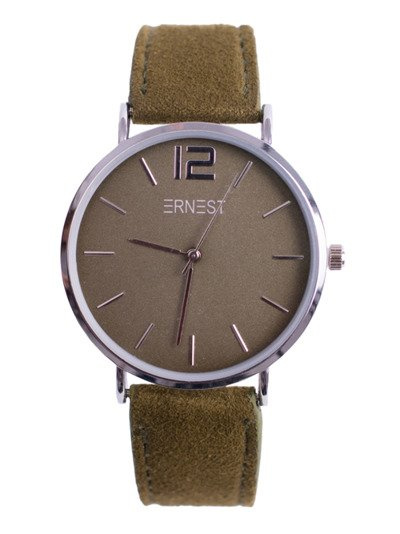 Moteriškas laikrodis Ernest Manon Suede Olive Silver