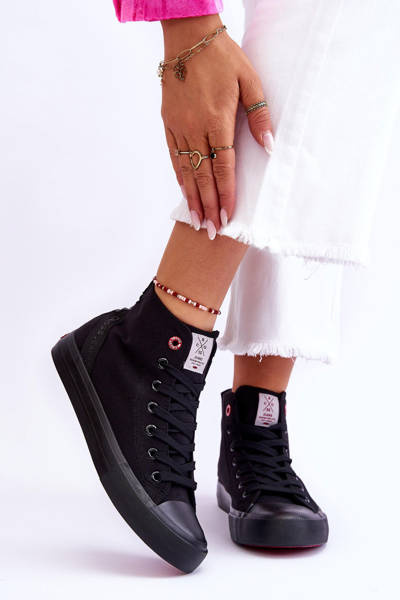 Női klasszikus magasszárú tornacipő Cross Jeans LL2R4088C fekete