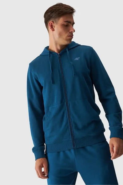 Sweat à capuche zippé pour hommes 4F Turquoise 4FWAW24TSWSM1256-46S