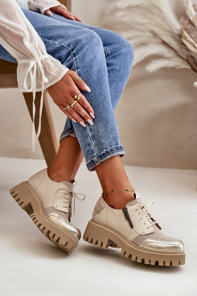 Mocassins en Cuir Femme Beige Maciejka 06177-04