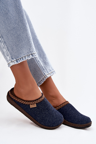 Chaussons pour femmes avec broderie Inblu NL000009 bleu marine