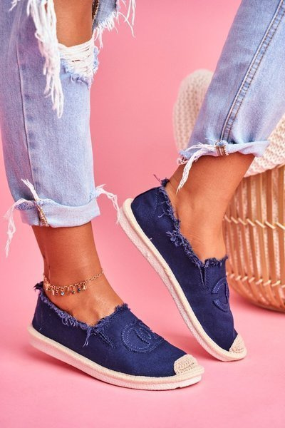 Klassische Damen Espadrilles Marineblau Flaure