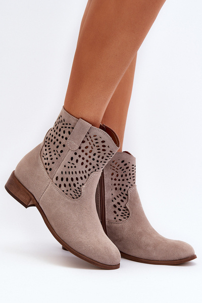 Bottes à lacets pour femmes en cappuccino Zazoo 3305/2