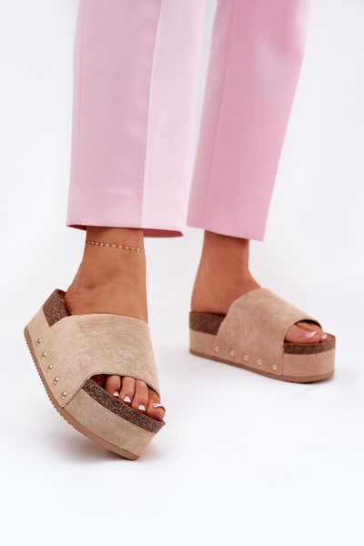 Sandales pour femmes sur plateforme massive en suède éco Khaki Vinnibe