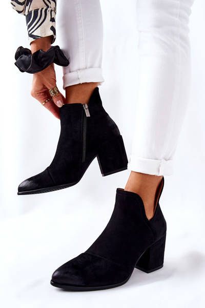Bottines Classiques À Talons Zippées Noir Veriane