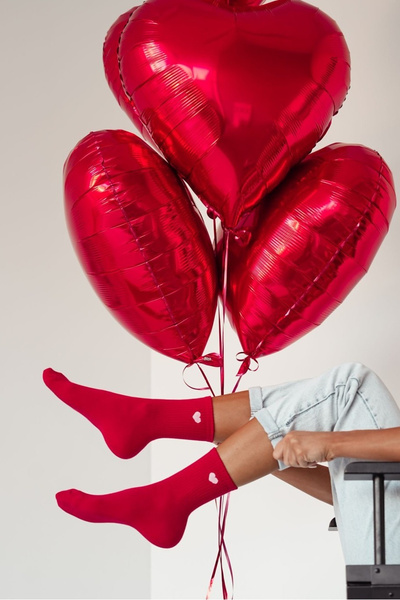 Damensocken Kleine Herzen Rot