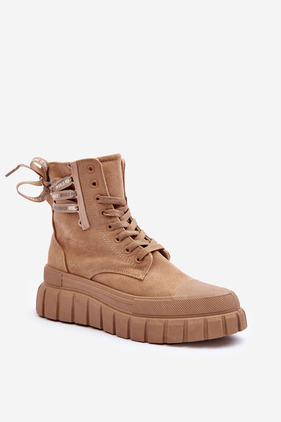 Bottes en daim pour femmes sur plateforme Beige Raftera