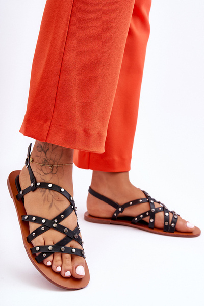 Damen Sandalen Mit Verzierungen Schwarz Alemona