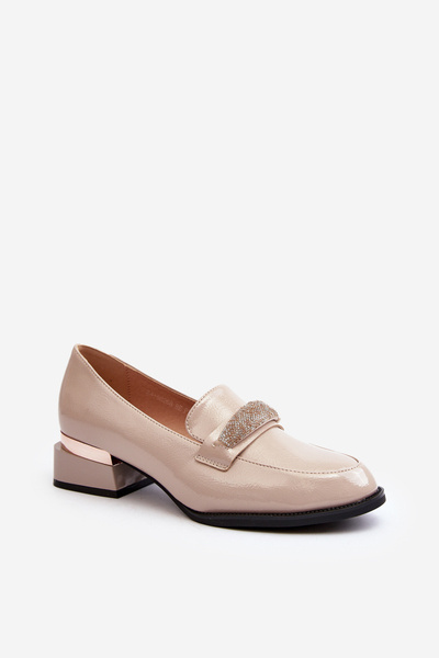 Women's Patent Leather Low Heel Shoes Beige Marilni