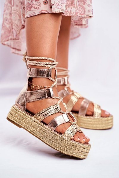 Moteriški sandalai ant platformos Espadrilles Gold Eromica