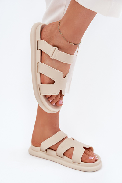 Damen Gummisandalen Mit Riemen Beige Tavirae