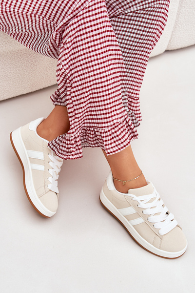 Damen Sportschuhe Sneakers Aus Eko Leder Beige Ravina