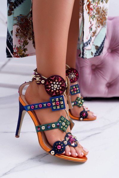 Hochhackige Sandalen Jetted Nieten Rocker Mehrfarbig