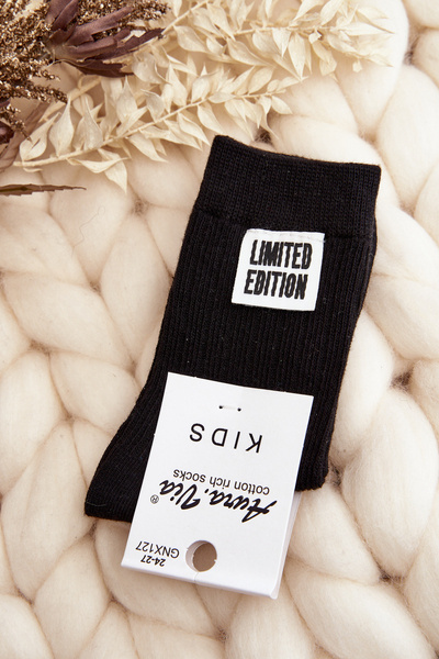 Kinder glatte Socken mit Patch Schwarz