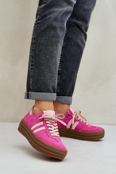 Zazoo N1068S4 Baskets Suédées Femme Sur Plateforme Fuchsia