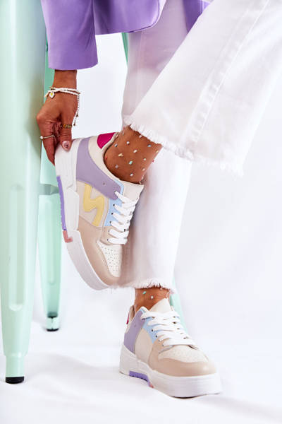 Női sport bőrcipő bézs Francis