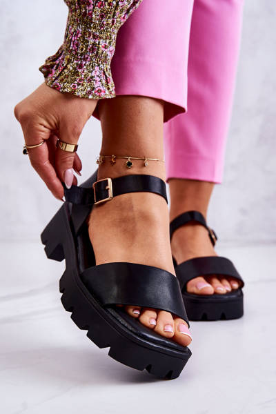 Sandales En Cuir À Talon Noir Sovie